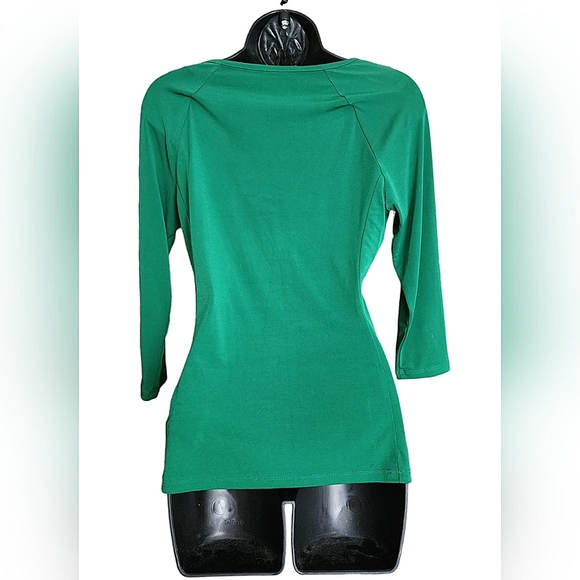 ❤️Michael Kors Emerald Green Zipper Embellished Ruched Blouse☆ - Picture 2 of 3